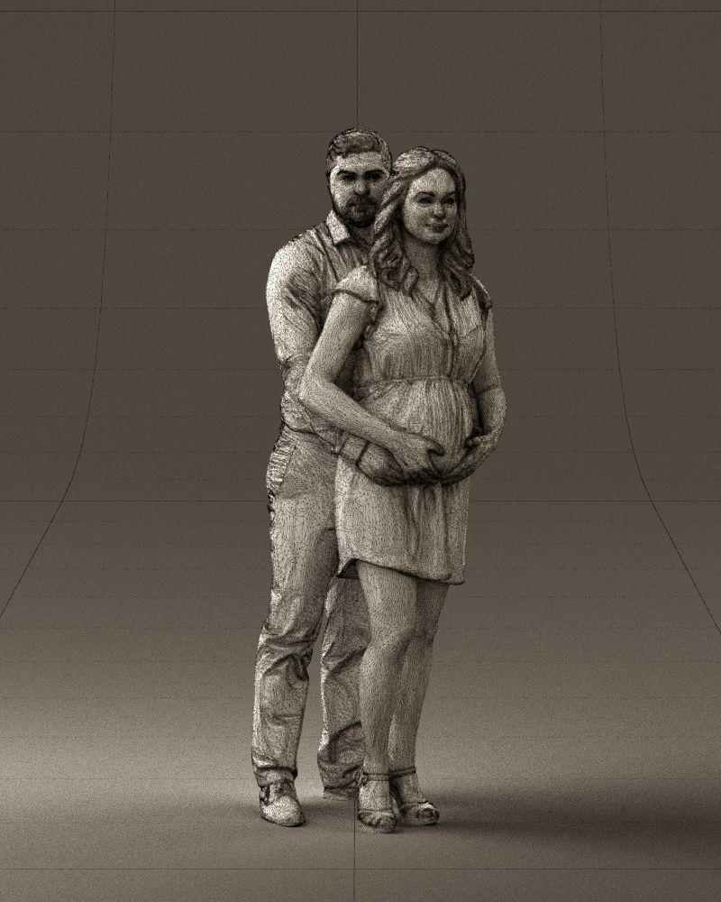 Man hugs pregnant woman 0598 3D Print Ready 3D print model_5
