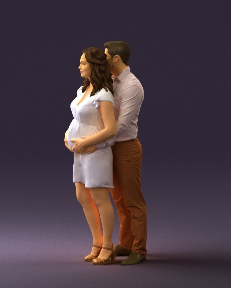 Man hugs pregnant woman 0598 3D Print Ready 3D print model_24
