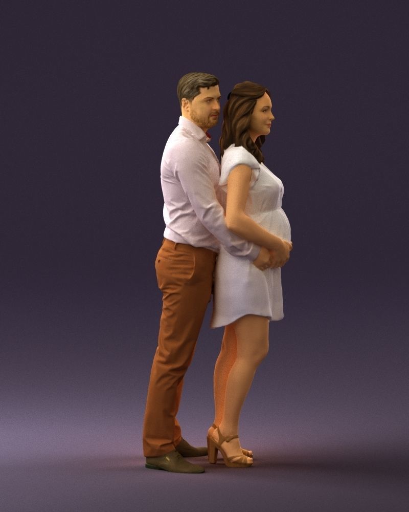 Man hugs pregnant woman 0598 3D Print Ready 3D print model_9