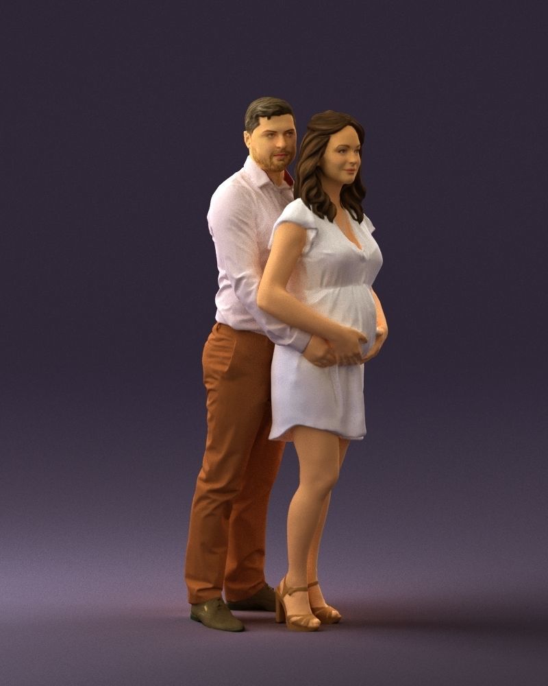 Man hugs pregnant woman 0598 3D Print Ready 3D print model_6