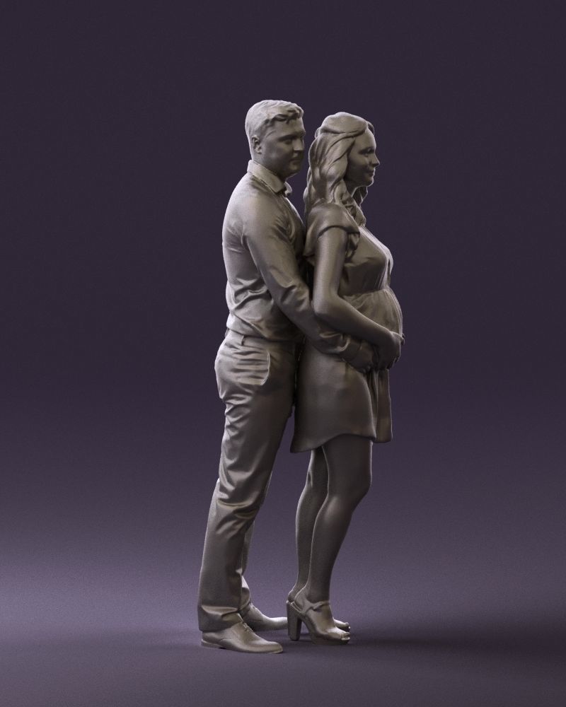 Man hugs pregnant woman 0598 3D Print Ready 3D print model_10