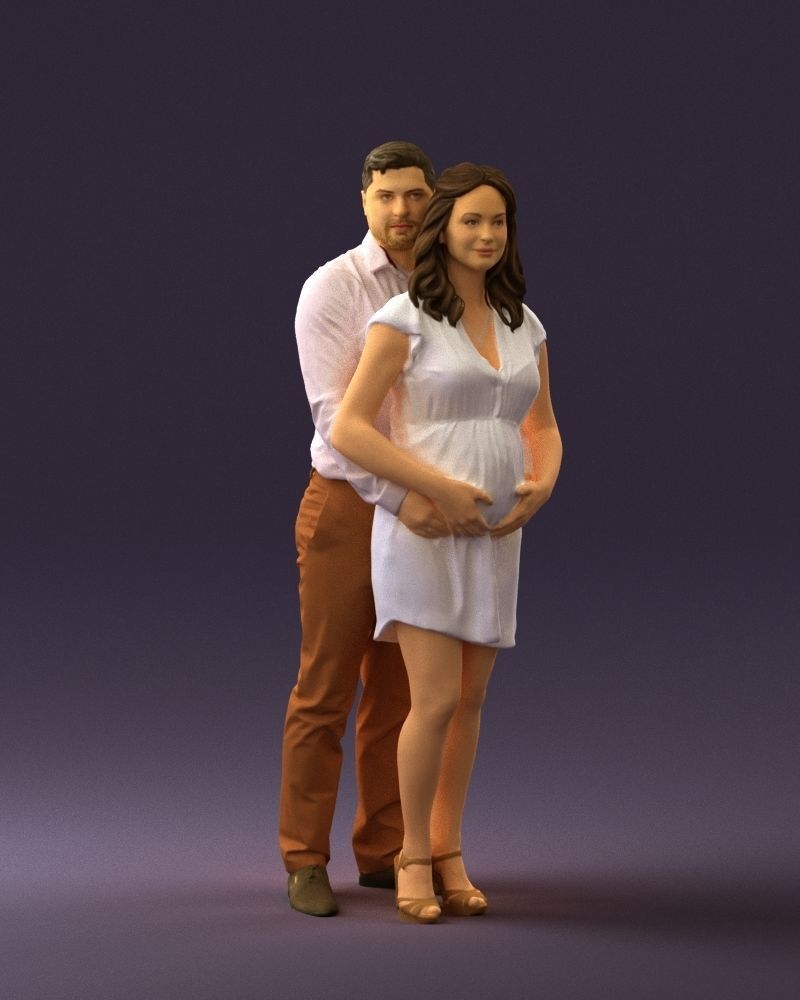 Man hugs pregnant woman 0598 3D Print Ready 3D print model_3