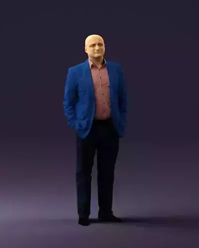 Man in blue suit top jeans 0604