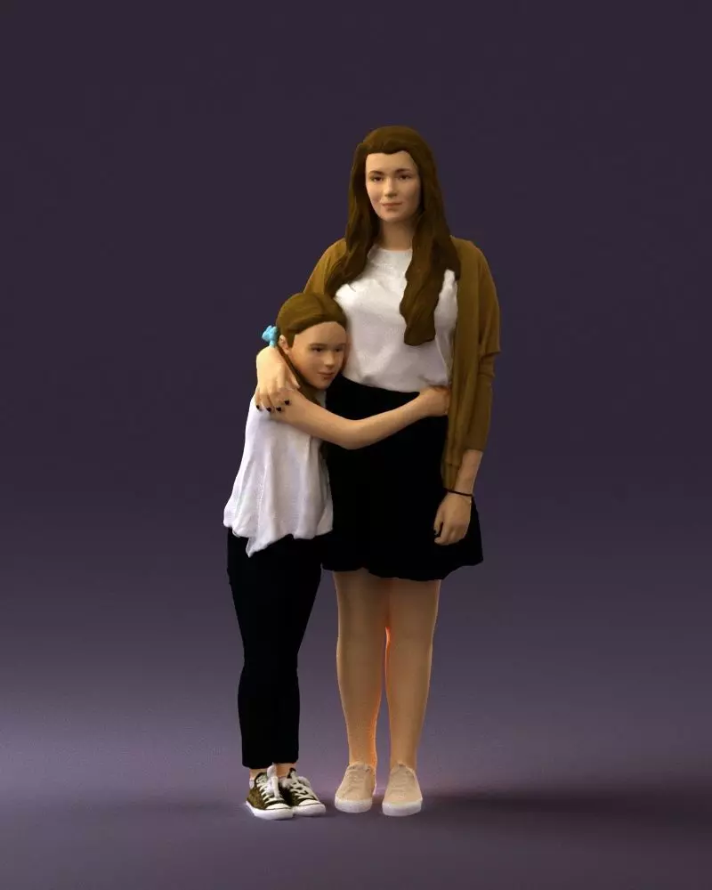 Mom with daughter 0600 3D model