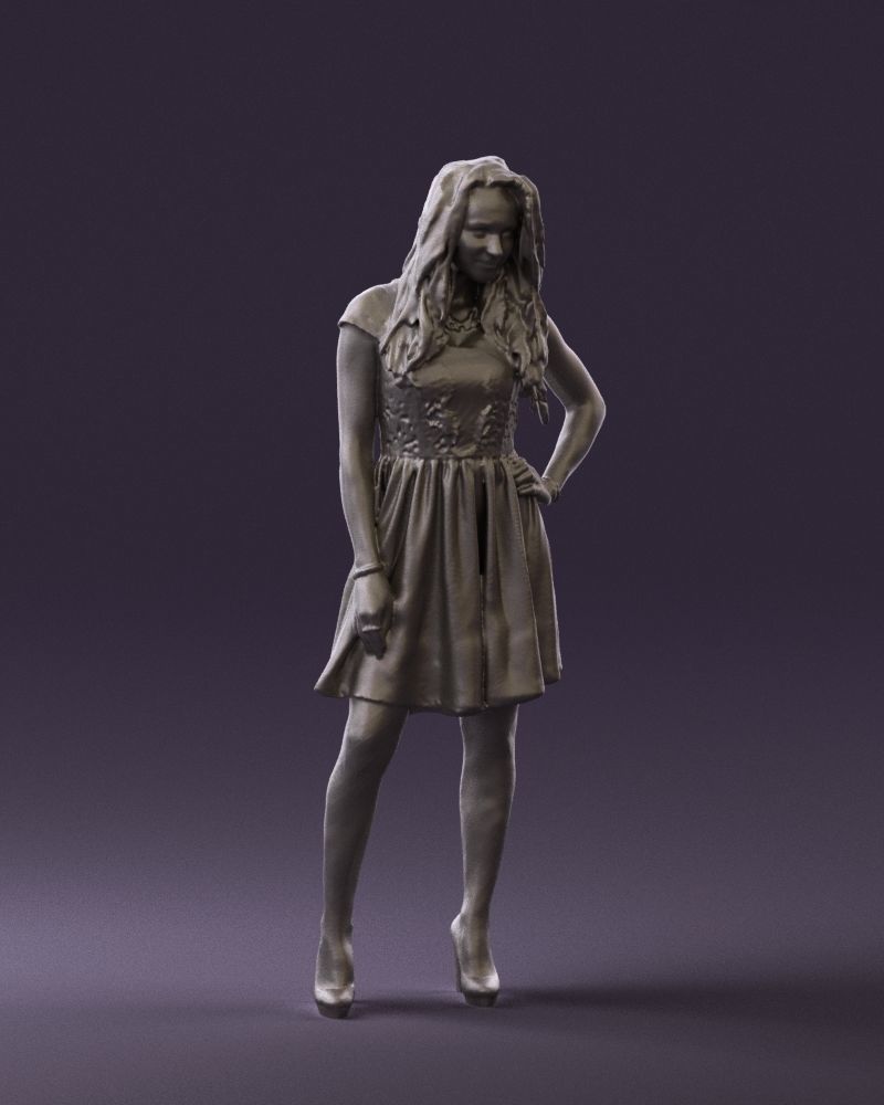 Woman in black white blouse 0603 3D Print Ready 3D print model_4