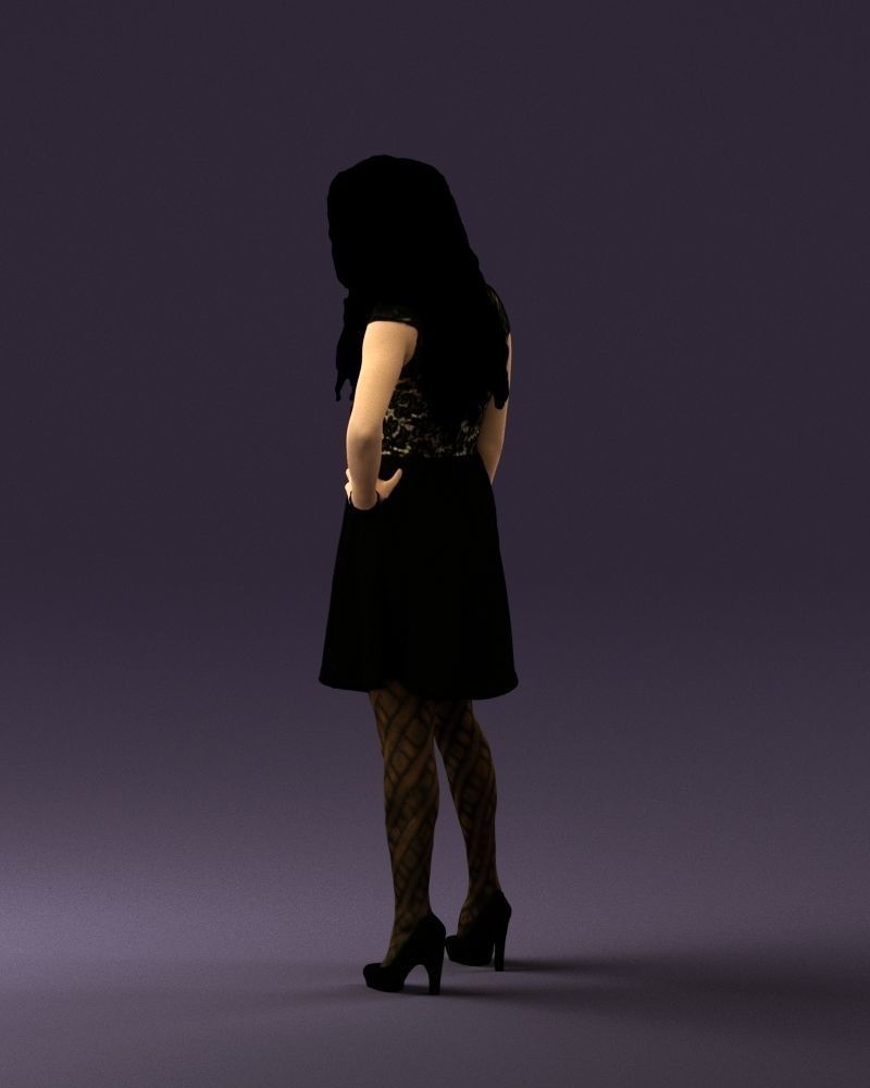 Woman in black white blouse 0603 3D Print Ready 3D print model_21