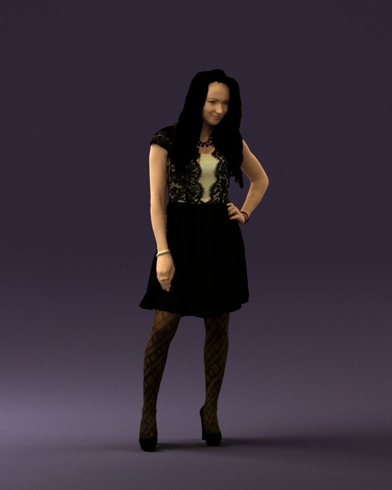 Woman in black white blouse 0603 3D Print Ready 3D print model_3