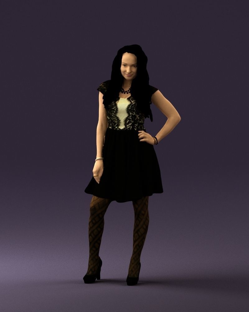 Woman in black white blouse 0603 3D Print Ready 3D print model_30