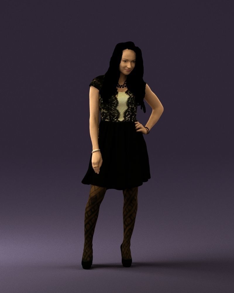 Woman in black white blouse 0603 3D Print Ready 3D print model_36