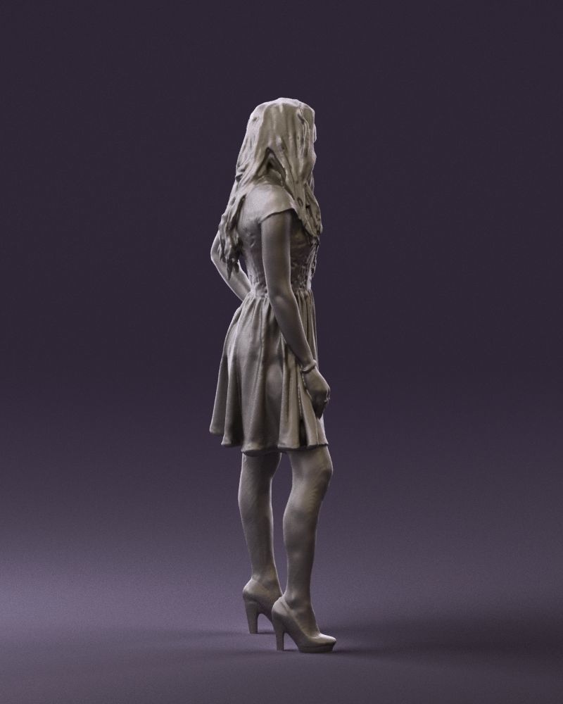 Woman in black white blouse 0603 3D Print Ready 3D print model_13