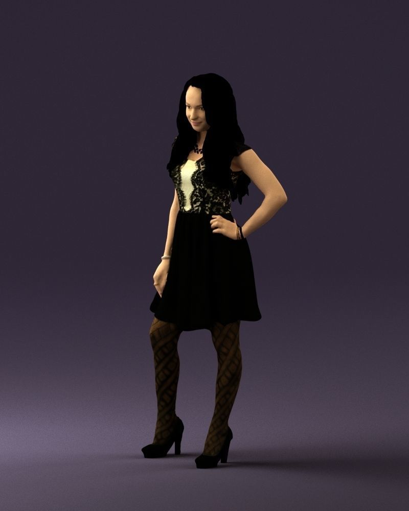 Woman in black white blouse 0603 3D Print Ready 3D print model_27