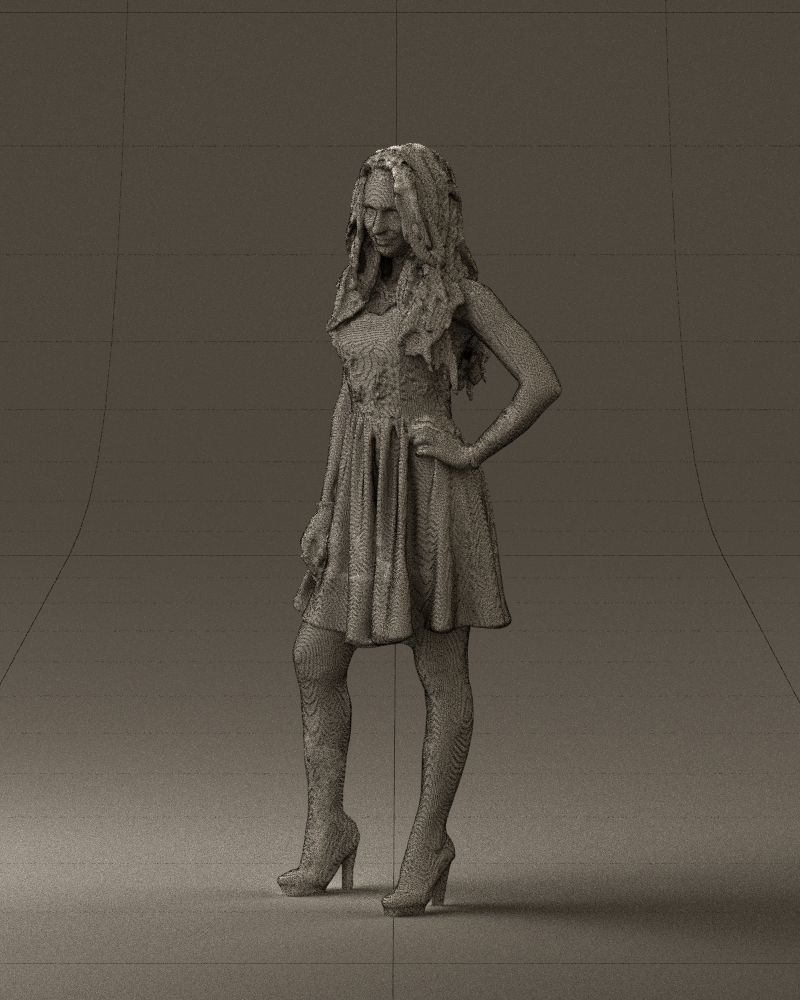 Woman in black white blouse 0603 3D Print Ready 3D print model_29