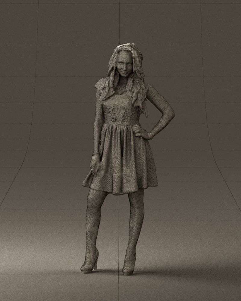 Woman in black white blouse 0603 3D Print Ready 3D print model_32