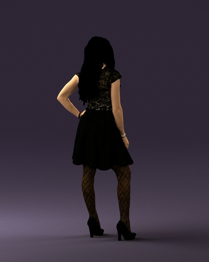 Woman in black white blouse 0603 3D Print Ready 3D print model_15