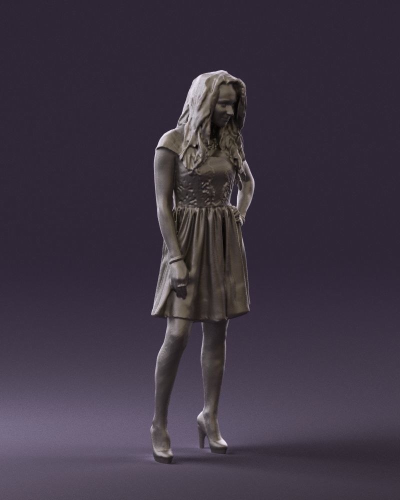 Woman in black white blouse 0603 3D Print Ready 3D print model_7