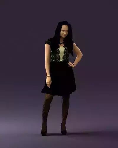 Woman in black white blouse 0603 3D Print Ready