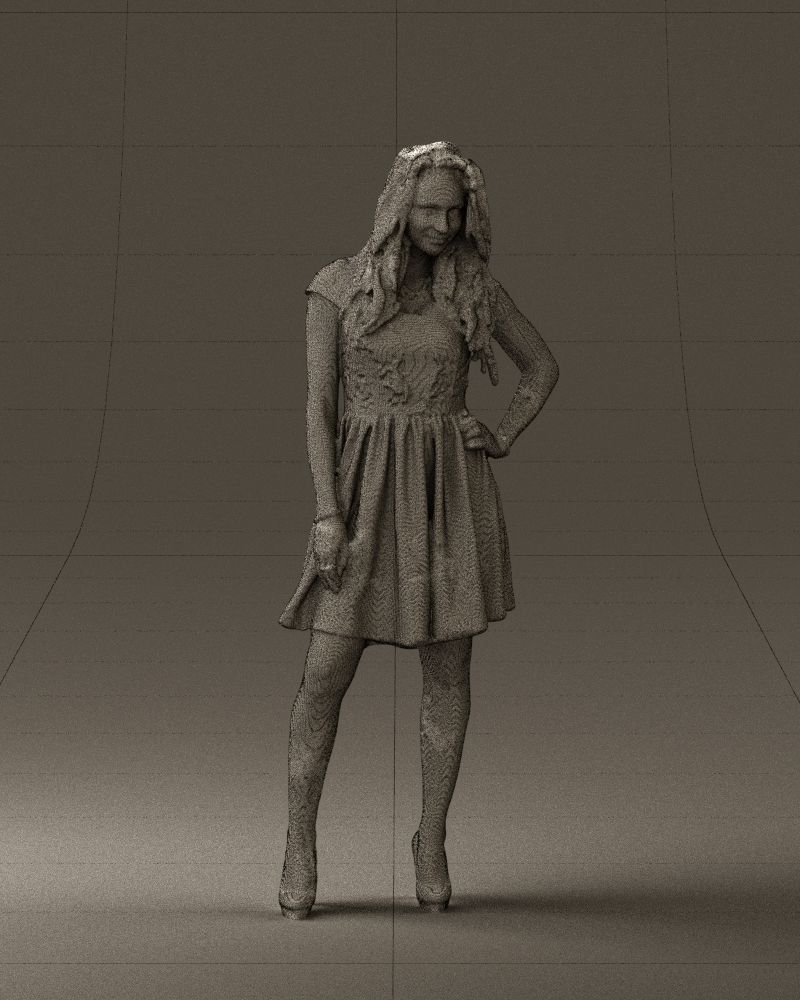 Woman in black white blouse 0603 3D Print Ready 3D print model_38