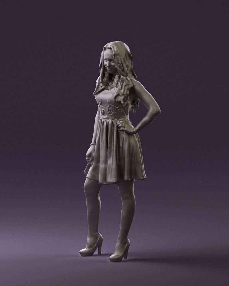 Woman in black white blouse 0603 3D Print Ready 3D print model_28