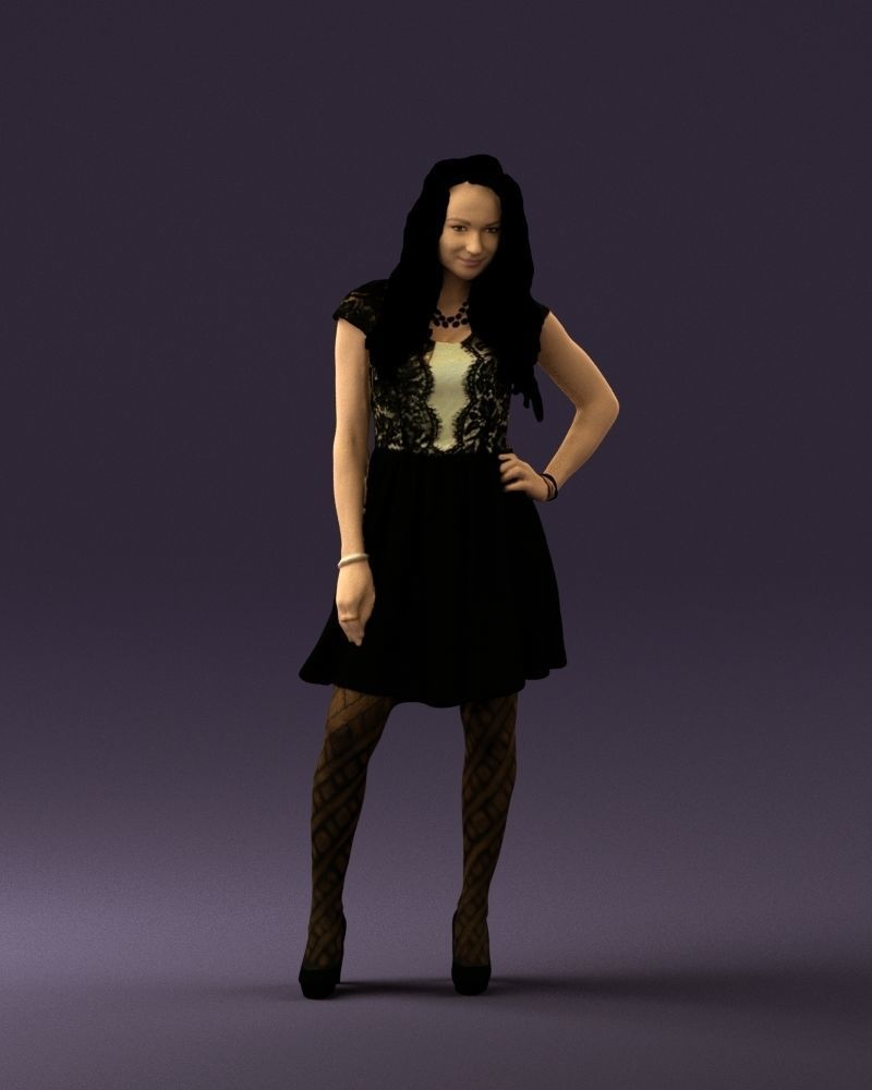 Woman in black white blouse 0603 3D Print Ready 3D print model_33