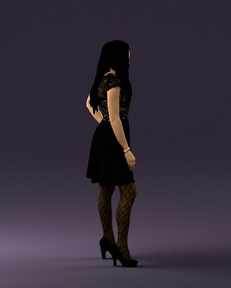 Woman in black white blouse 0603 3D Print Ready 3D print model_12