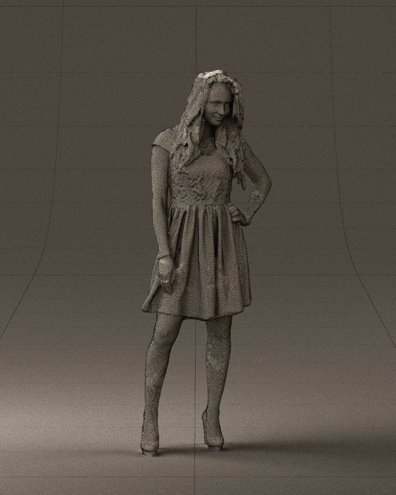 Woman in black white blouse 0603 3D Print Ready 3D print model_5