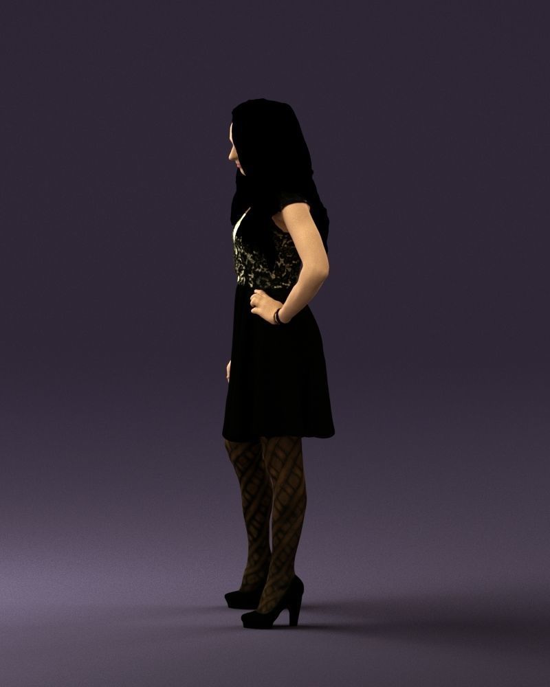 Woman in black white blouse 0603 3D Print Ready 3D print model_24