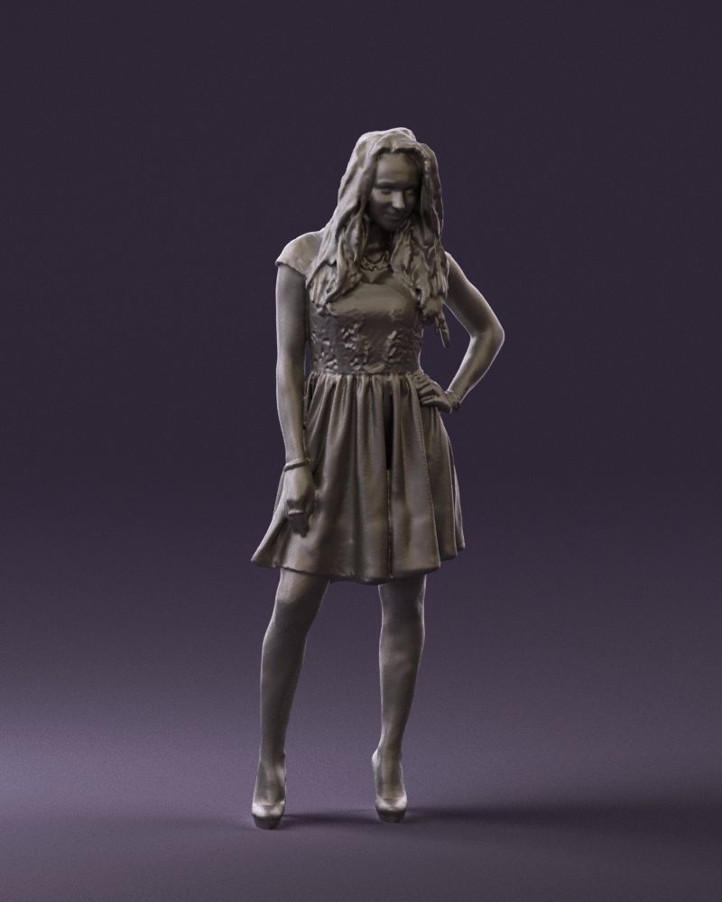 Woman in black white blouse 0603 3D Print Ready 3D print model_1