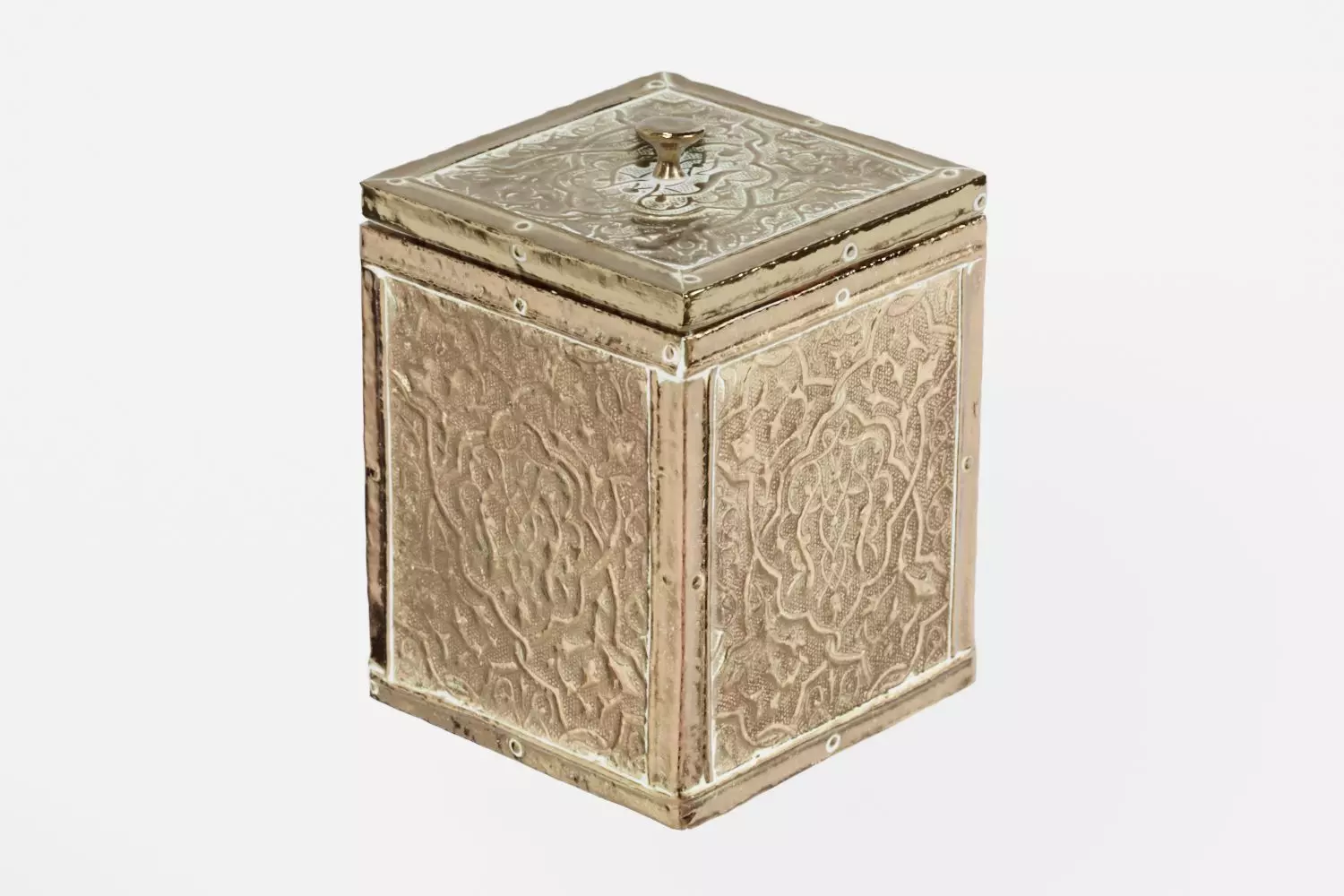 Brass Tea Box Engraved photogrammetry scan PBR 4K textures Low-poly 3D model_0