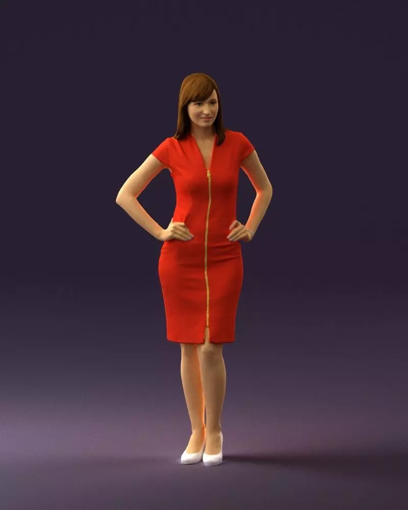 Woman in orange dress 0607 3D model