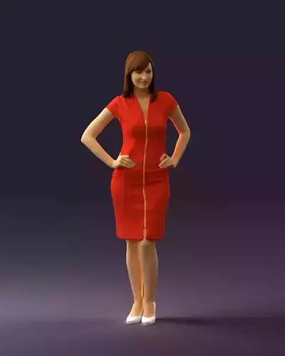 Woman in orange dress 0607 3D Print Ready