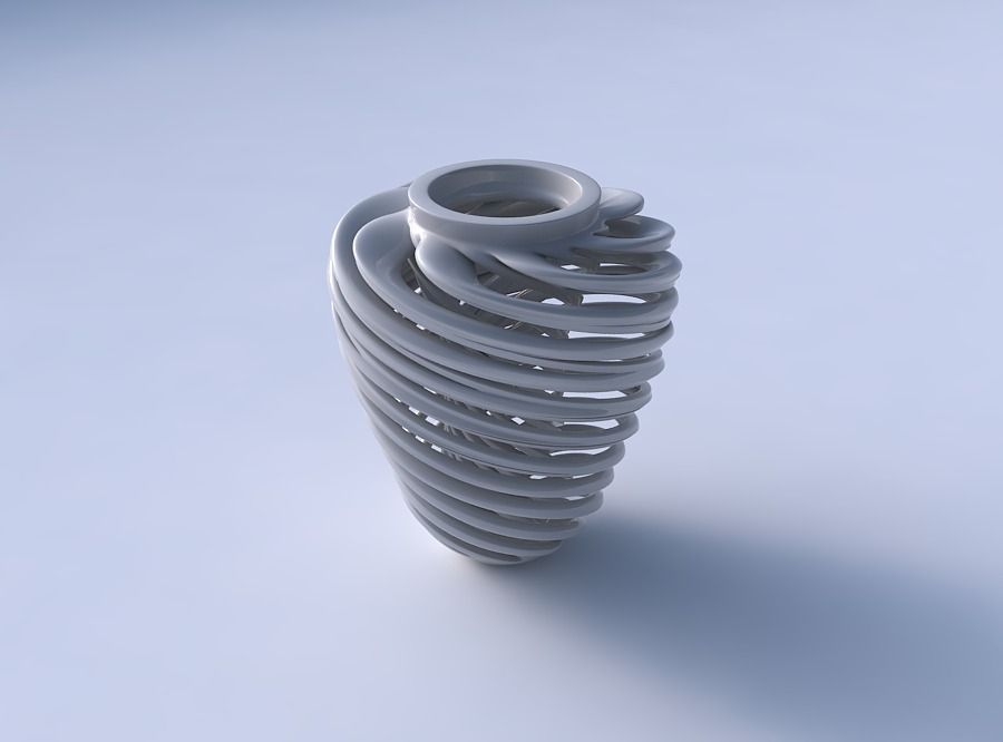 Vase wide top with twisted inner and outer lines very twisted... 3D print model_4