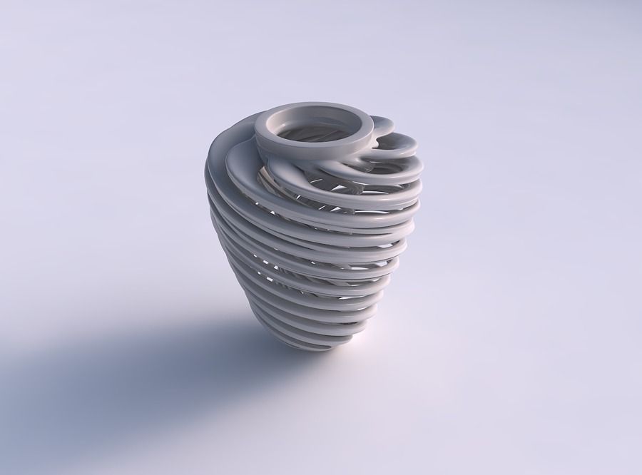 Vase wide top with twisted inner and outer lines very twisted... 3D print model_0