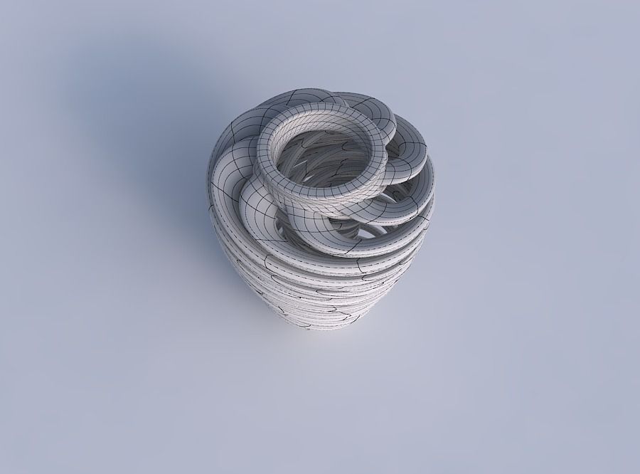 Vase wide top with twisted inner and outer lines very twisted... 3D print model_7