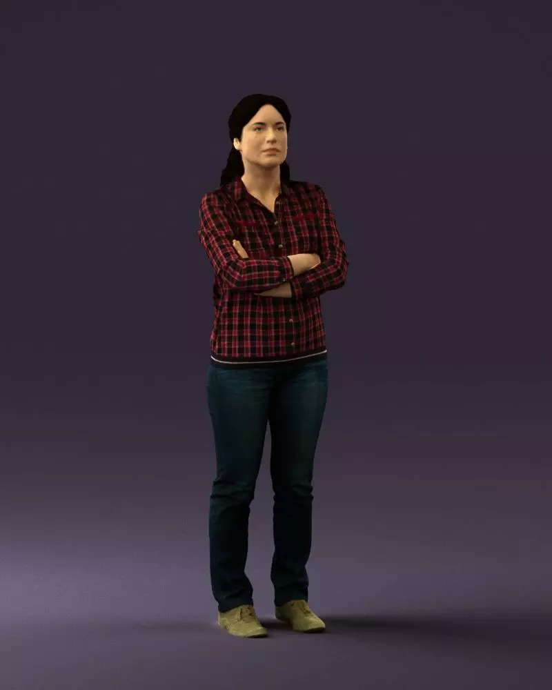 001996 Woman in plaid tshirt 0608 STL Miniature 3D print model