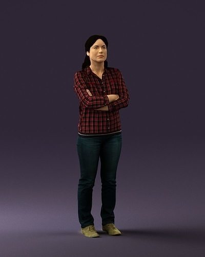 Woman in plaid tshirt 0608 3D Print Ready 3D print model
