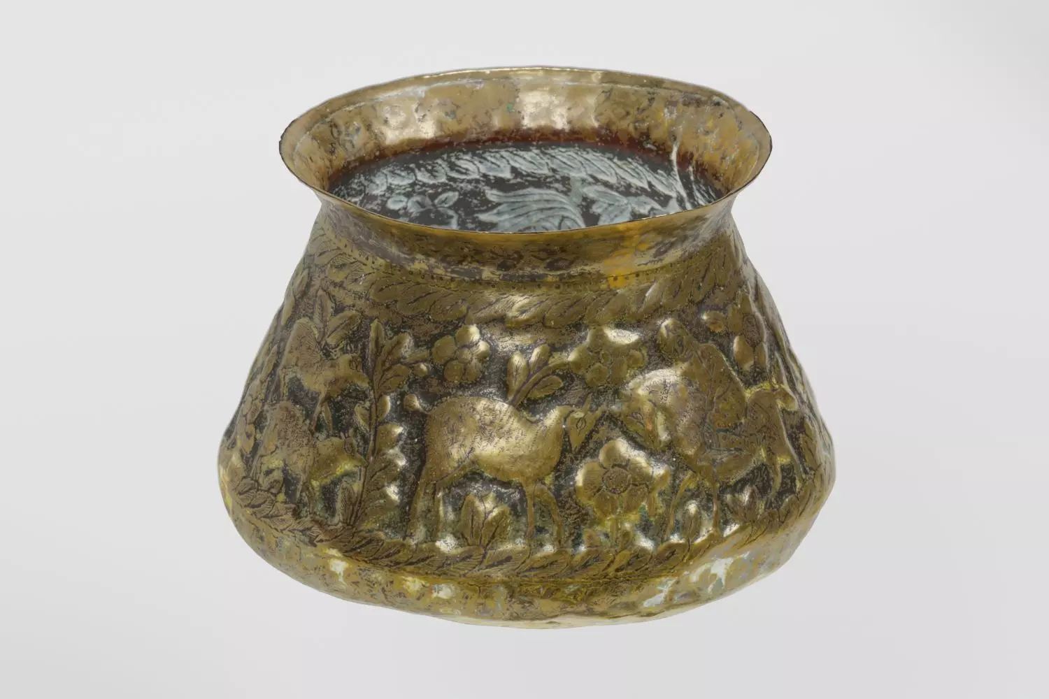 Brass Bowl Engraved Romanesque photogrammetry PBR 4K textures Low-poly 3D model_0