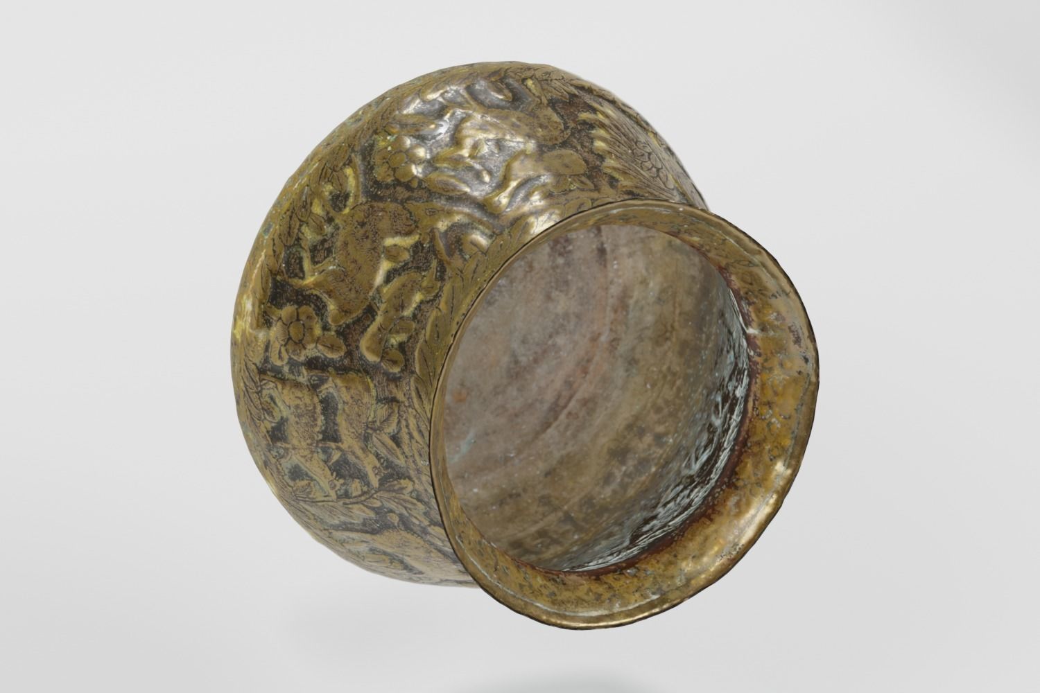 Brass Bowl Engraved Romanesque photogrammetry PBR 4K textures Low-poly 3D model_3