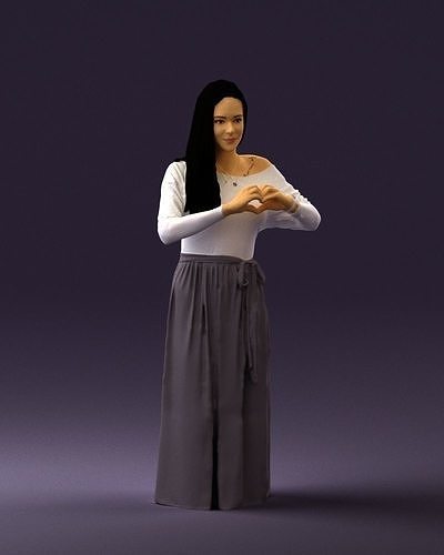 Woman showing the heart 0606 3D Print Ready 3D print model
