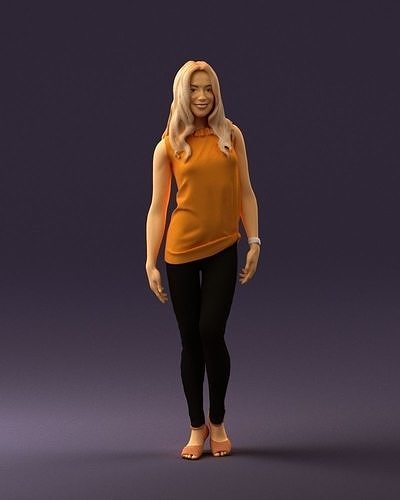 Woman in orange top 0609 3D Print Ready 3D model