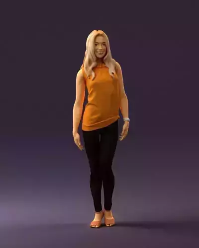 Woman in orange top 0609 3D Print Ready