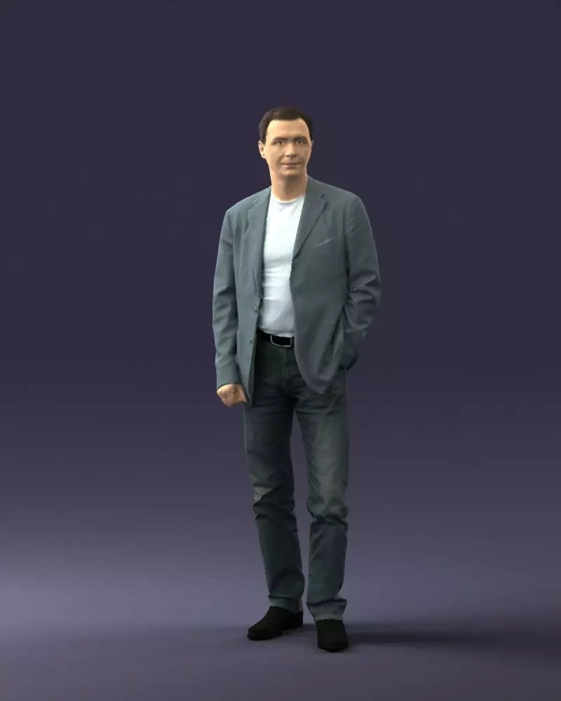 002004 Man in Gray Blazer and Jeans 0616 STL Miniature 3D print model