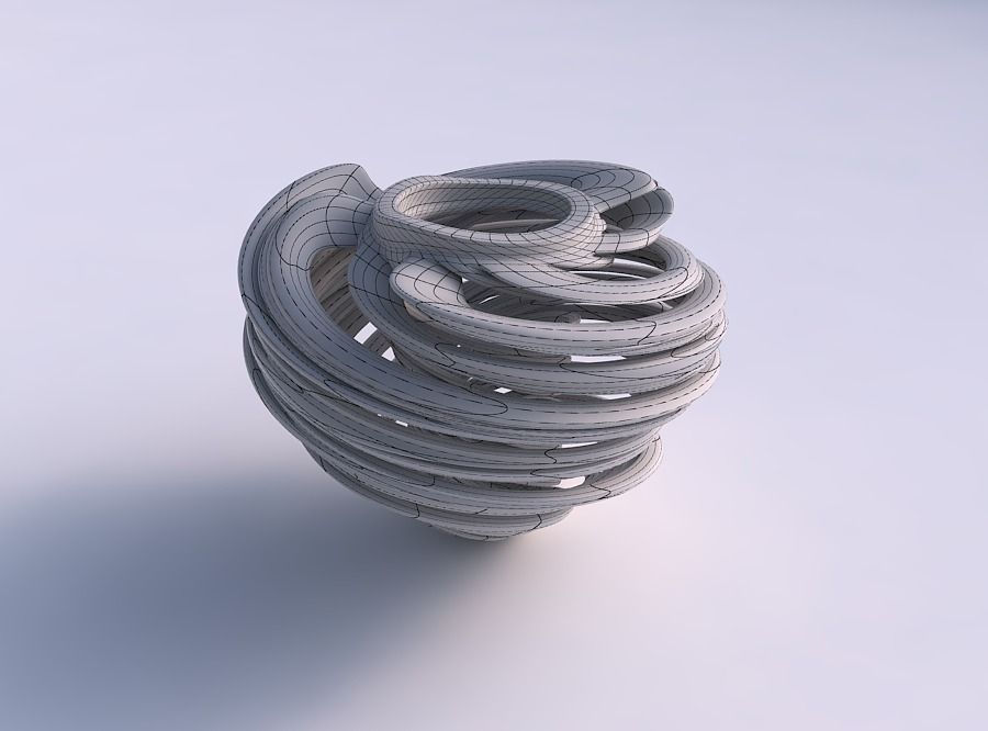 Vase wide top with twisted inner and outer lines very twisted... 3D print model_5