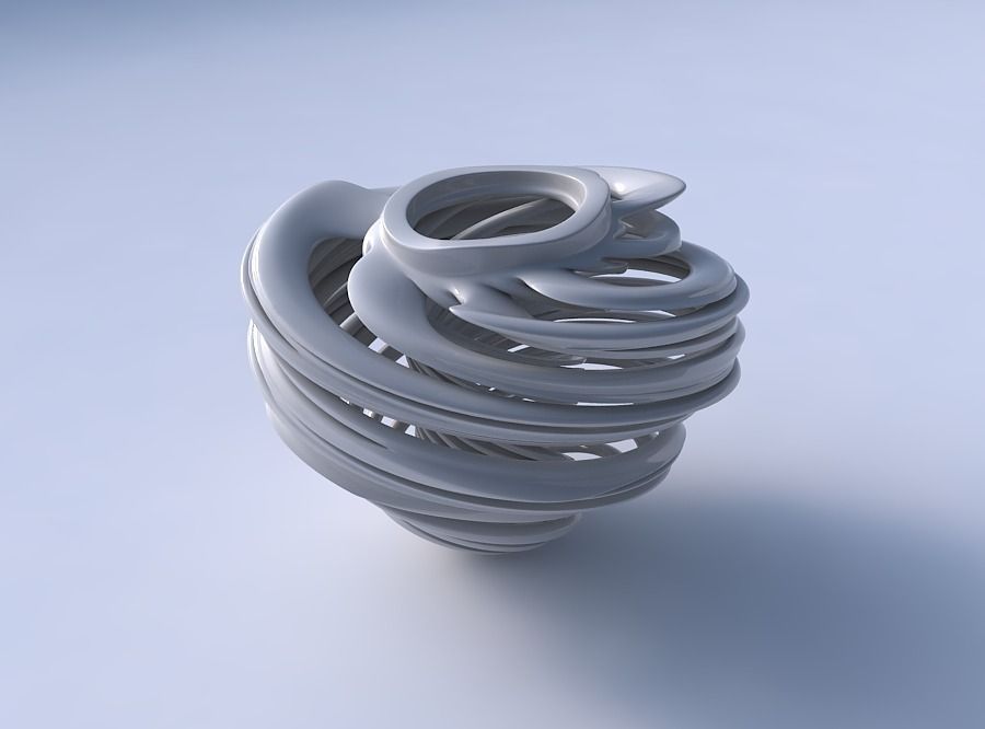 Vase wide top with twisted inner and outer lines very twisted... 3D print model_3