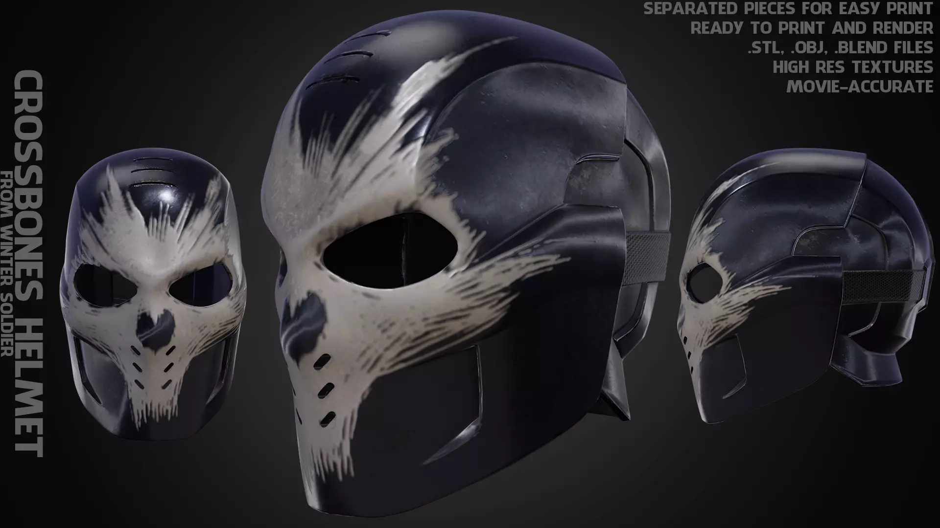 Crossbones Helmet for Cosplay 3D print model_0