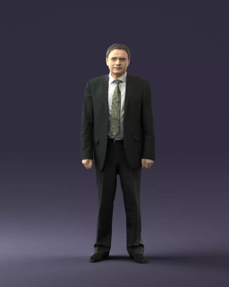 002002 Man in plaid tie 0614 STL Miniature 3D print model