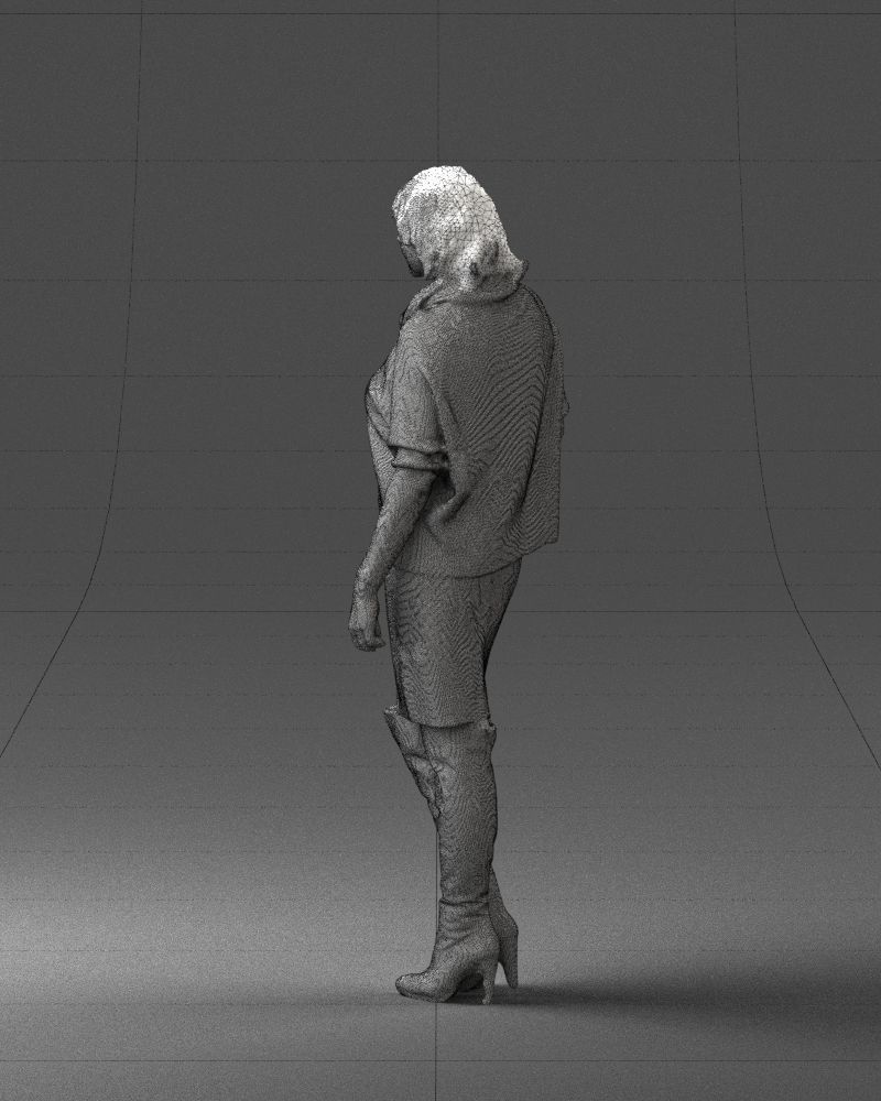 Woman in long boots 0618 3D model_14