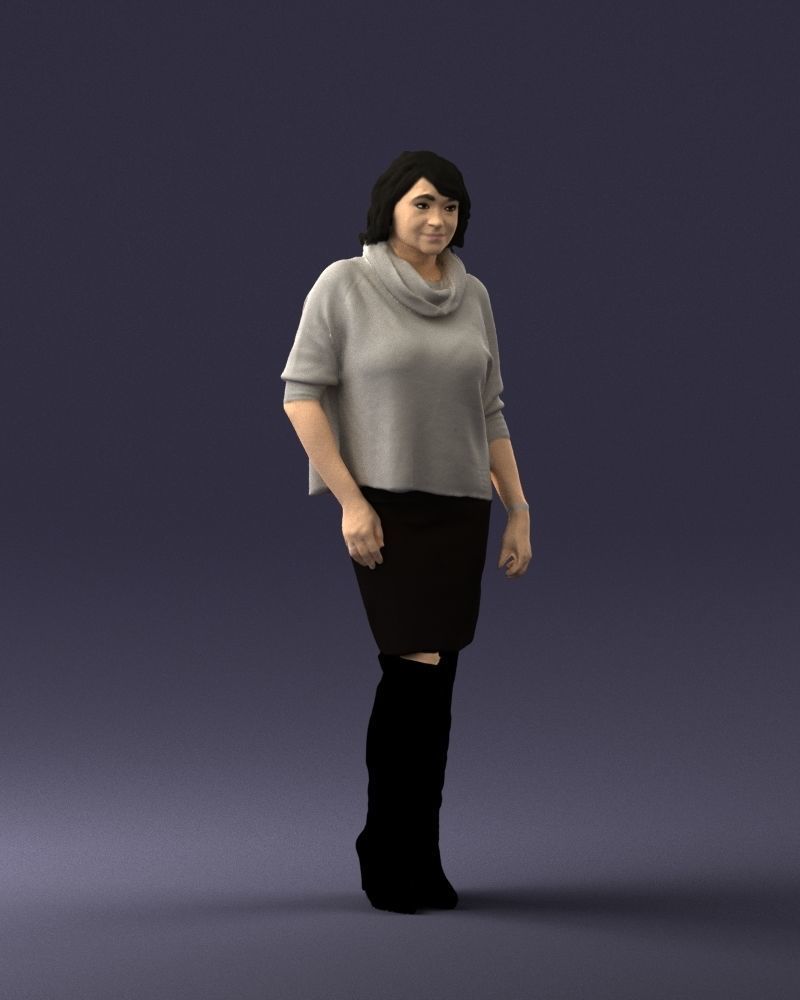 Woman in long boots 0618 3D model_33