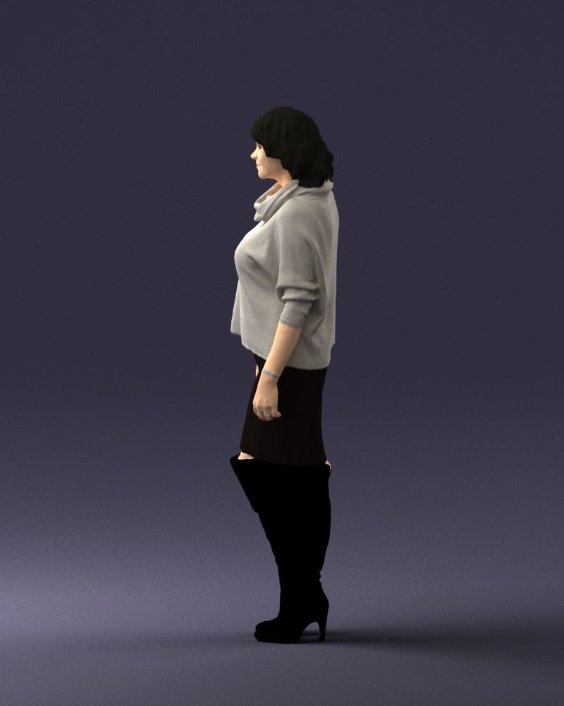 Woman in long boots 0618 3D model_9