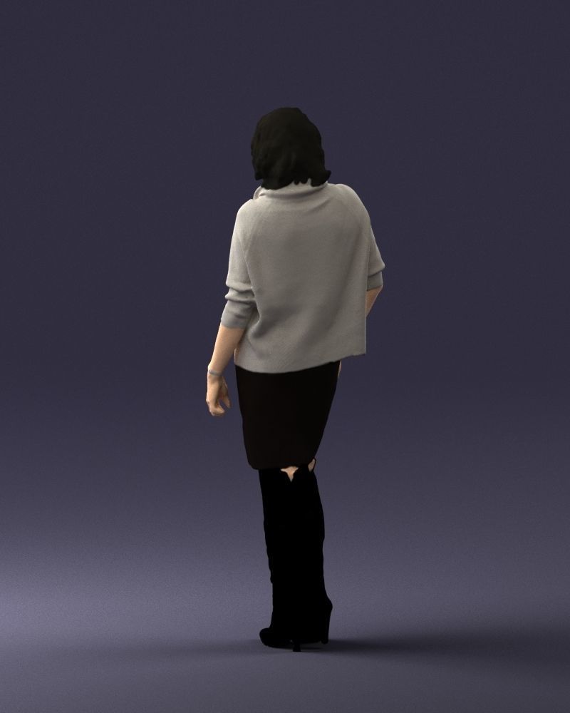 Woman in long boots 0618 3D model_15