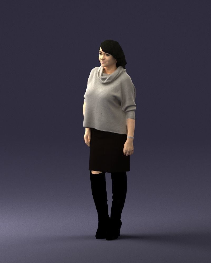Woman in long boots 0618 3D model_3